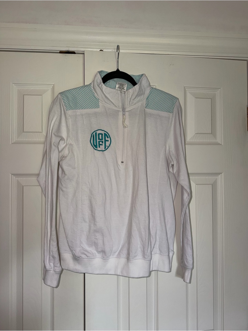 Pressbox University Of Florida White Pullover Sweatshirt with Teal Accents